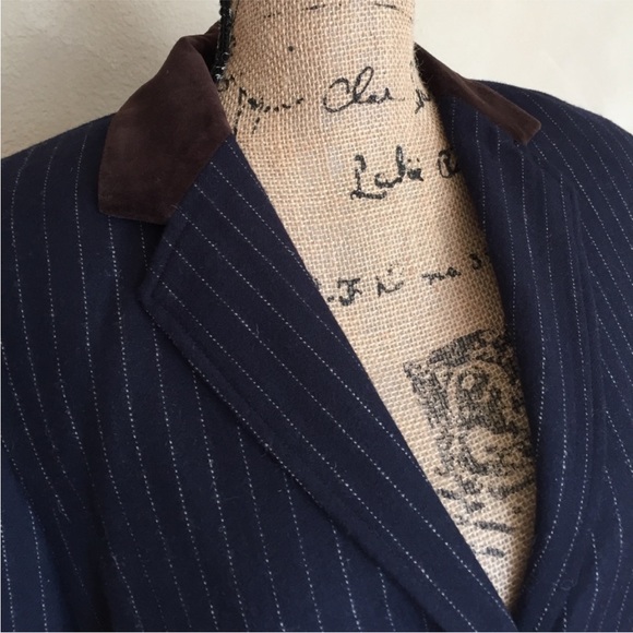 Boden Stripe Wool Blend Patch Elbow Blazer Jacket 4 - Picture 5 of 7